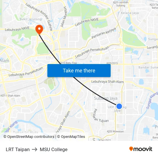LRT Taipan to MSU College map