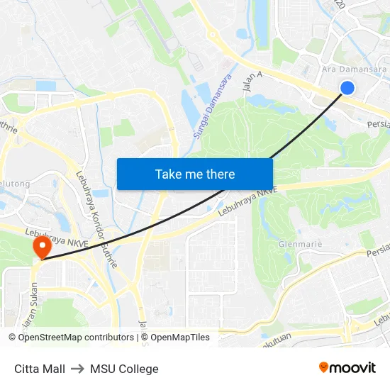 Citta Mall to MSU College map