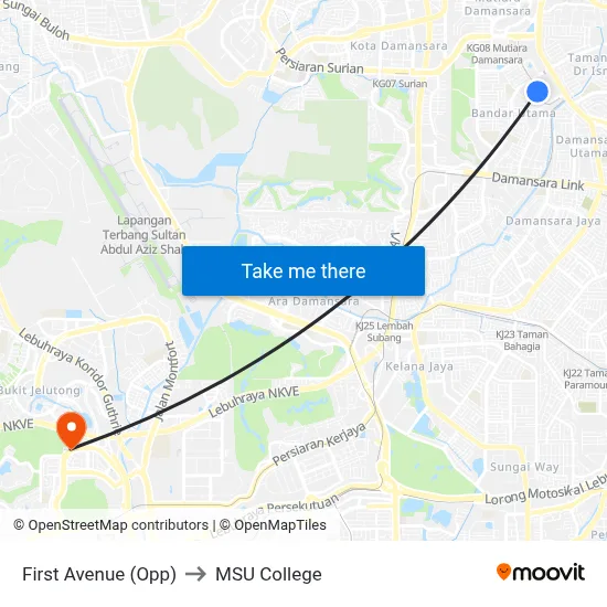 First Avenue (Opp) to MSU College map