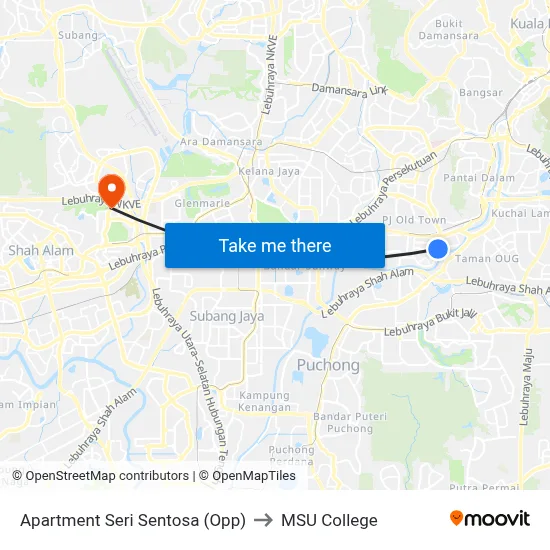 Apartment Seri Sentosa (Opp) to MSU College map