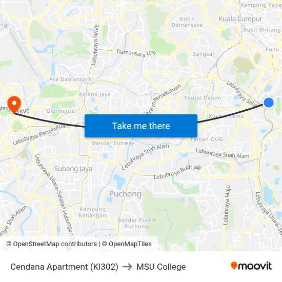 Cendana Apartment (Kl302) to MSU College map