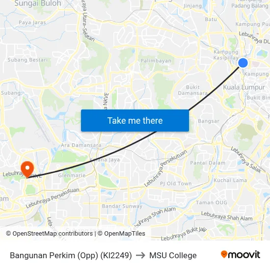 Bangunan Perkim (Opp) (Kl2249) to MSU College map