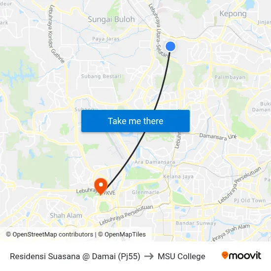 Residensi Suasana @ Damai (Pj55) to MSU College map