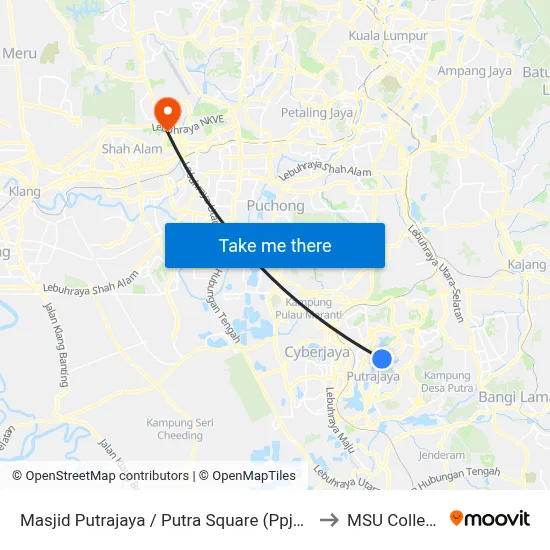 Masjid Putrajaya / Putra Square (Ppj48) to MSU College map