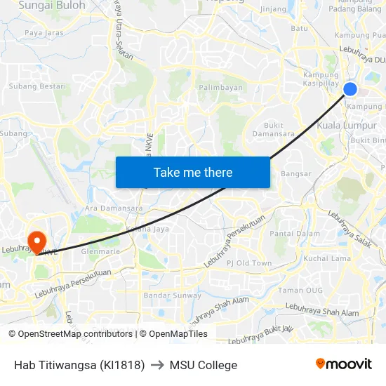 Hab Titiwangsa (Kl1818) to MSU College map