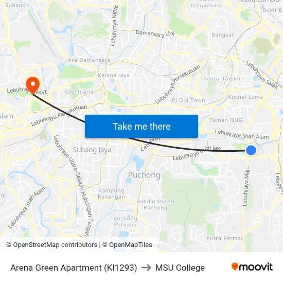 Arena Green Apartment (Kl1293) to MSU College map