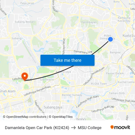 Damanlela Open Car Park (Kl2424) to MSU College map