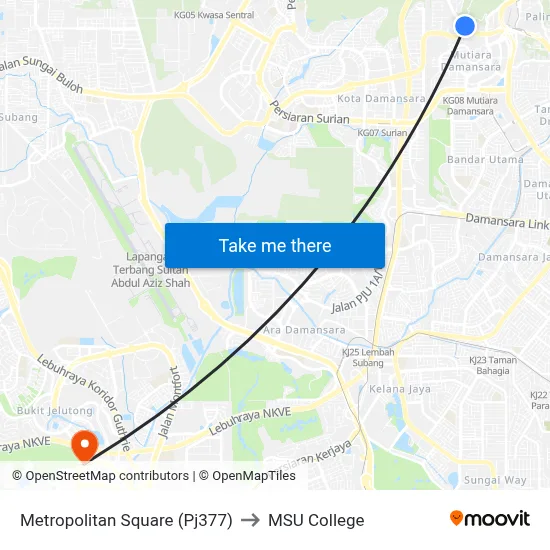 Metropolitan Square (Pj377) to MSU College map
