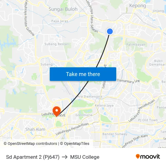 Sd Apartment 2 (Pj647) to MSU College map