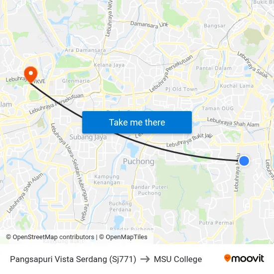 Pangsapuri Vista Serdang (Sj771) to MSU College map