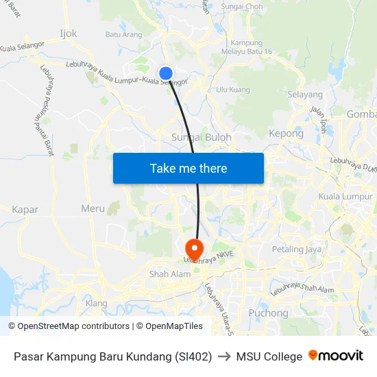Pasar Kampung Baru Kundang (Sl402) to MSU College map