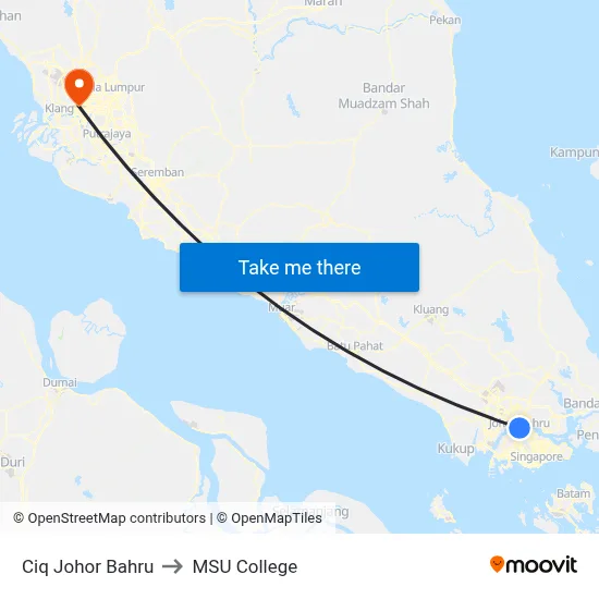 Ciq Johor Bahru to MSU College map