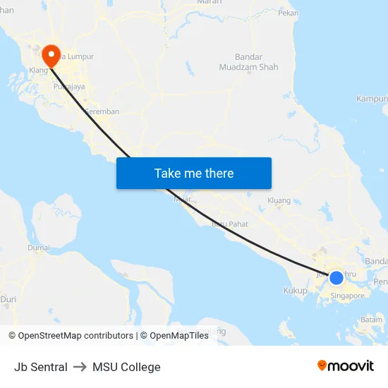 Jb Sentral to MSU College map