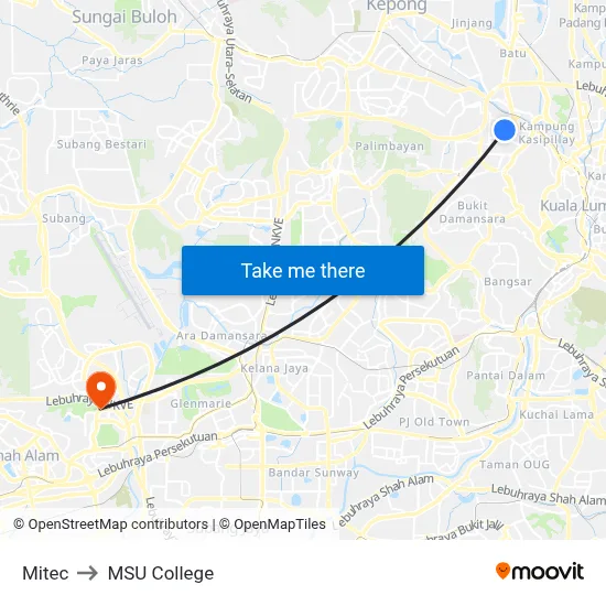 Mitec to MSU College map