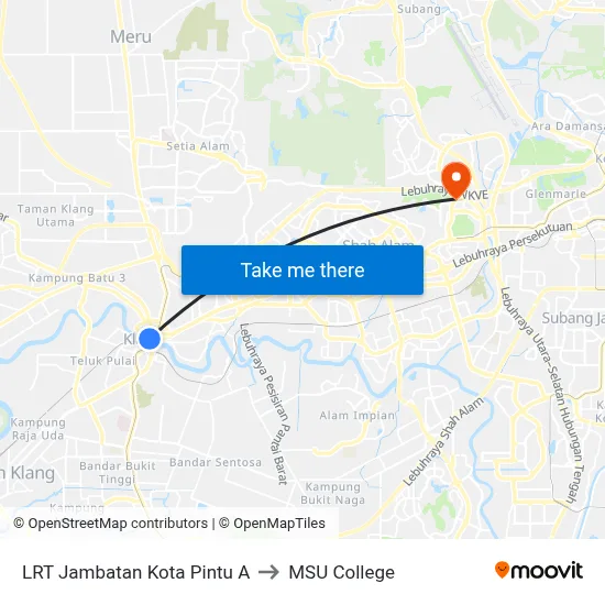 LRT Jambatan Kota Pintu A to MSU College map