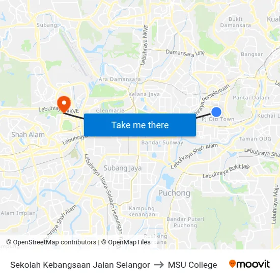 Sekolah Kebangsaan Jalan Selangor to MSU College map