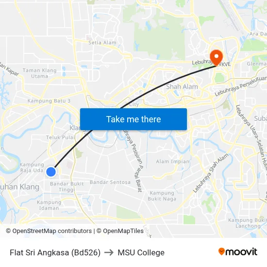 Flat Sri Angkasa (Bd526) to MSU College map