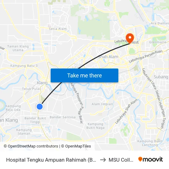 Hospital Tengku Ampuan Rahimah (Bd109) to MSU College map