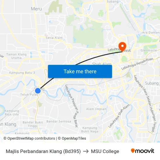 Majlis Perbandaran Klang (Bd395) to MSU College map