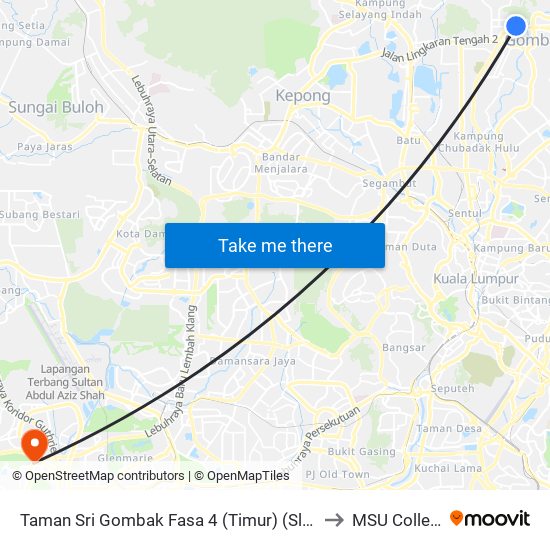 Taman Sri Gombak Fasa 4 (Timur) (Sl239) to MSU College map