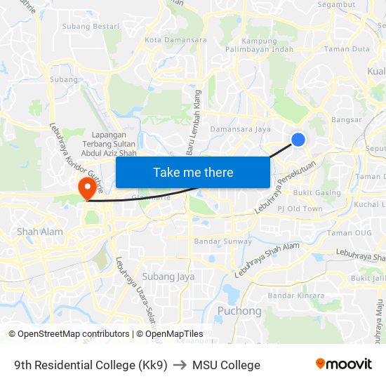 9th Residential College (Kk9) to MSU College map