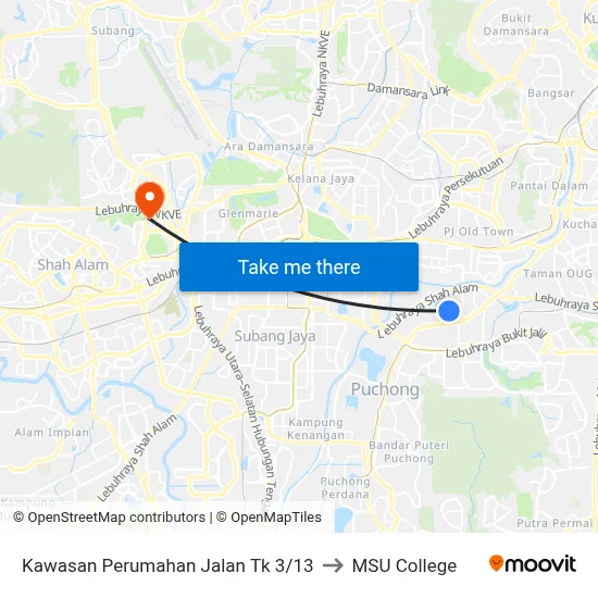Kawasan Perumahan Jalan Tk 3/13 to MSU College map