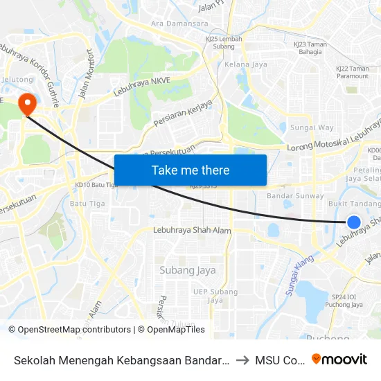 Sekolah Menengah Kebangsaan Bandar Puchong Jaya to MSU College map
