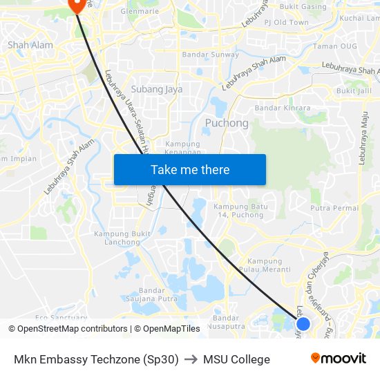 Mkn Embassy Techzone (Sp30) to MSU College map