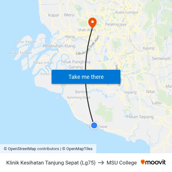 Klinik Kesihatan Tanjung Sepat (Lg75) to MSU College map