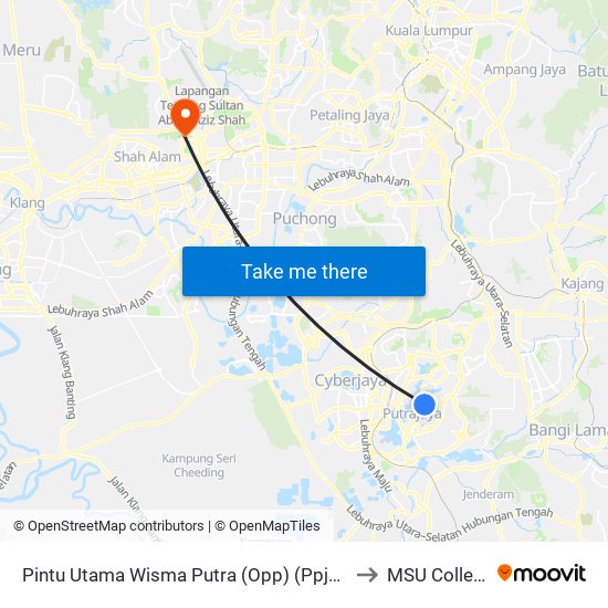 Pintu Utama Wisma Putra (Opp) (Ppj278) to MSU College map