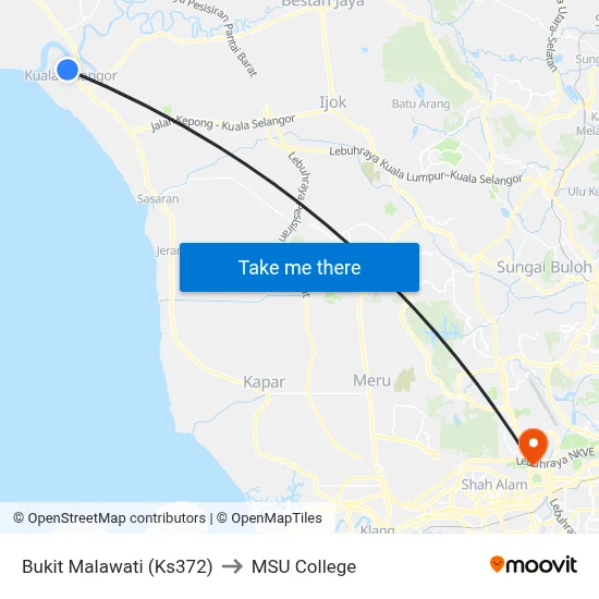 Bukit Malawati (Ks372) to MSU College map
