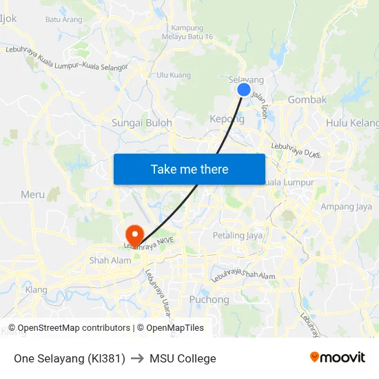One Selayang (Kl381) to MSU College map