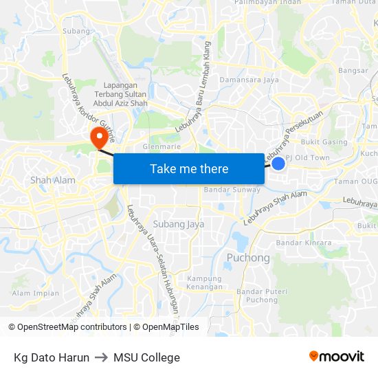 Kg Dato Harun to MSU College map