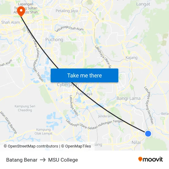 Batang Benar to MSU College map