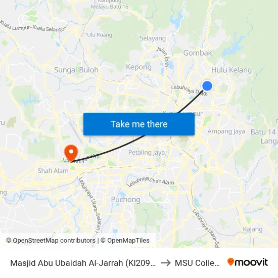 Masjid Abu Ubaidah Al-Jarrah (Kl2093) to MSU College map