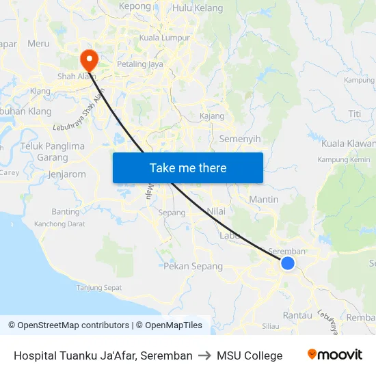 Hospital Tuanku Ja'Afar, Seremban to MSU College map
