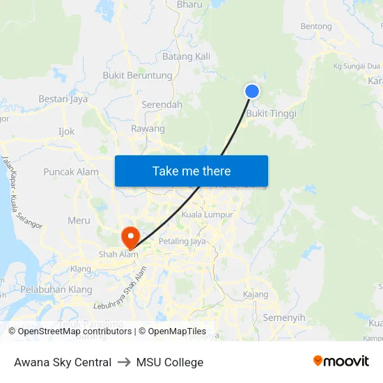 Awana Sky Central to MSU College map