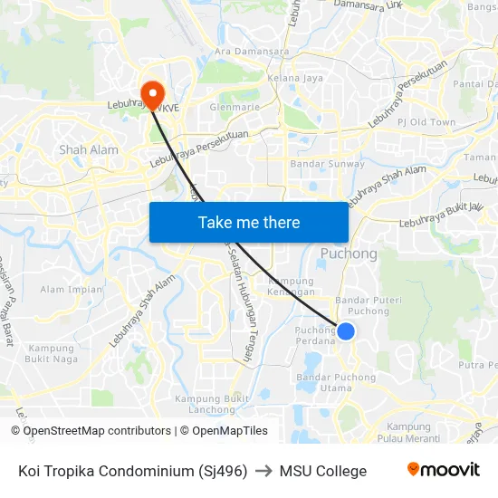 Koi Tropika Condominium (Sj496) to MSU College map