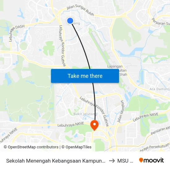 Sekolah Menengah Kebangsaan Kampung Melayu Subang (Sa662) to MSU College map