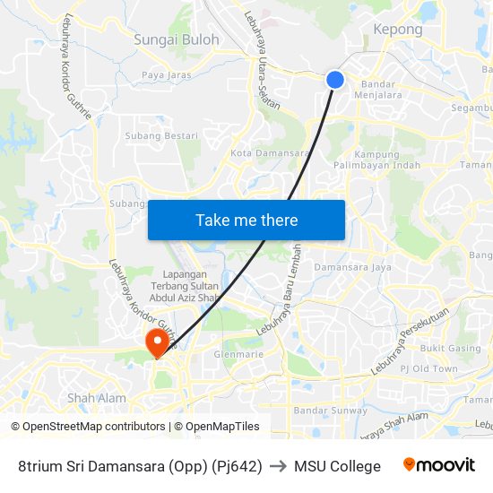 8trium Sri Damansara (Opp) (Pj642) to MSU College map