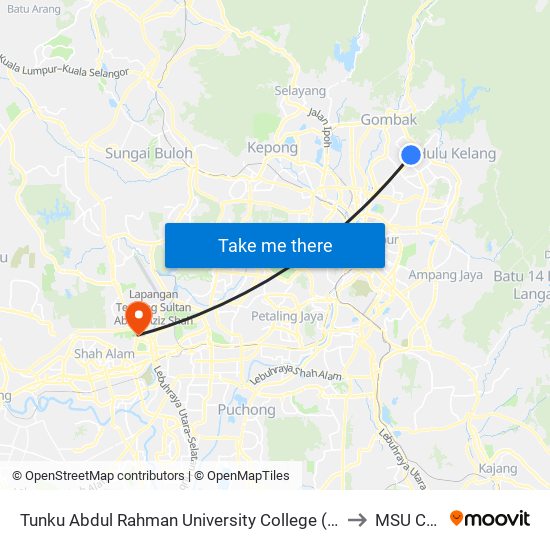Tunku Abdul Rahman University College (Taruc) Pintu 4 (Opp) to MSU College map