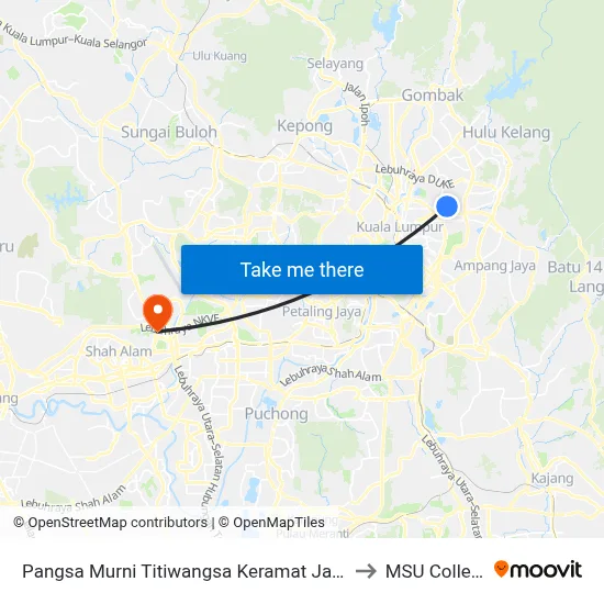 Pangsa Murni Titiwangsa Keramat Jaya 2 to MSU College map