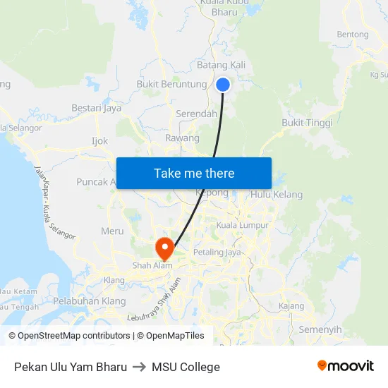 Pekan Ulu Yam Bharu to MSU College map