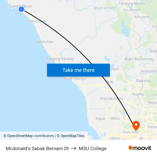 Mcdonald's Sabak Bernam Dt to MSU College map