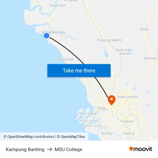 Kampung Banting to MSU College map