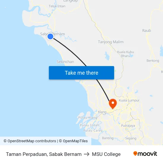 Taman Perpaduan, Sabak Bernam to MSU College map