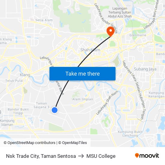 Nsk Trade City, Taman Sentosa to MSU College map