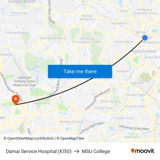 Damai Service Hospital (Kl50) to MSU College map