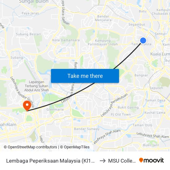 Lembaga Peperiksaan Malaysia (Kl1036) to MSU College map