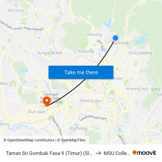 Taman Sri Gombak Fasa 9 (Timur) (Sl201) to MSU College map